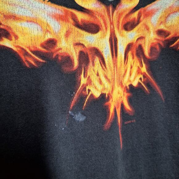 Harley Davidson vintage double sided graphic tee Mens XL Y2K Flaming engine fire - Picture 4 of 6